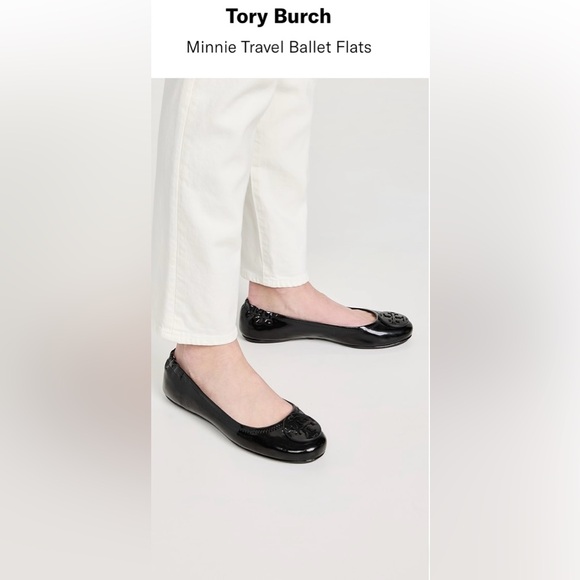 Tory Burch Minnie Travel Ballet Flats Black Patent Leather Women’s Size 11 - Picture 2 of 12